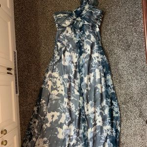 Amsale one shoulder floral bridesmaid dress